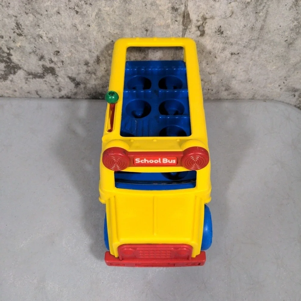 VTG 1980s Li'l Playmates Musical School Bus Yellow Toy Kids Graphic‎ 80s